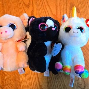 TY Beanie Boos Plush Set - Pig, Skunk, Unicorn